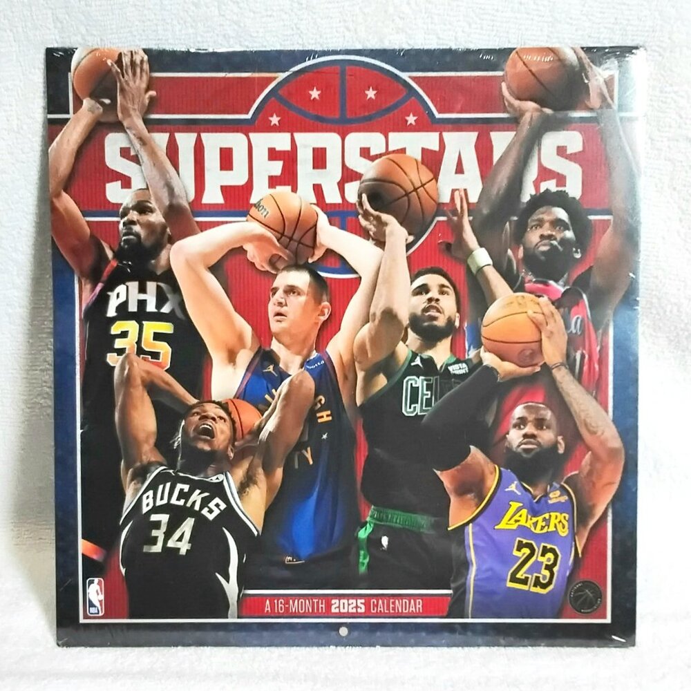 3/$25 2025 12" 16 Month NBA Superstars Calendar BNIP!!